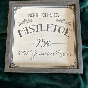 Meet me Under the Mistletoe wood sign. New